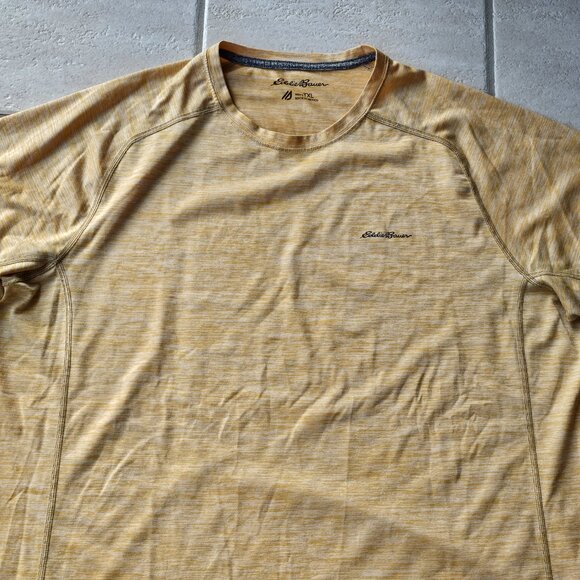 Mens Eddie Bauer Motion Free Dry Active Shirt Tall Extra Large TXL Yellow - Picture 2 of 2